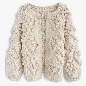 New! Chicwish Chunky Hand Knit Heart Cream Cardigan Sweater Size S